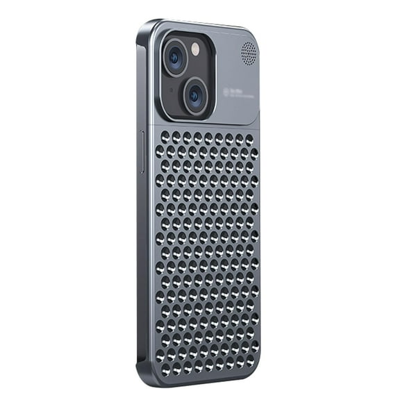HAO RIYLN Case for iPhone 16 Pro Max/16 Pro/16, Aluminum Alloy Phone Cover with Metal Cooling Hollow Slim Aromatherapy Case Anti-Scratch,Grey,16 Pro Max