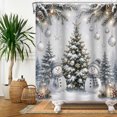 thumbnail image 4 of Duangreer Gray Snowman Bath Curtain with 12 Hooks, Winter Silver Christmas Tree Waterproof Fabric Bathroom Curtain, 72"x72", 4 of 5