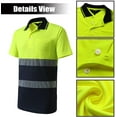 thumbnail image 3 of GOGO Safety Polo Shirt Reflective High Visibility Short Sleeve Pocket Tee-Orange/Navy-S, 3 of 7