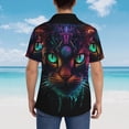 thumbnail image 4 of Balery Futuristic Cat Warrior Camisas hawaianas de manga corta para hombre, camisas playeras de corte holgado, camisas de vacaciones con botones,3X-Large, 4 of 7