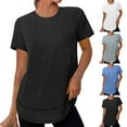 thumbnail image 1 of LMKIHUSA Chandails d'Entraînement à Manches Courtes pour Femmes Tennis Plein Air Randonnée Course T-Shirts Col Rond Hauts Protection Solaire Bleu,P, 1 of 9