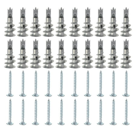 

NUOLUX 50 Sets Durable Wall Anchors Self-Drilling Novel Wall Fixing Screws (Silver)