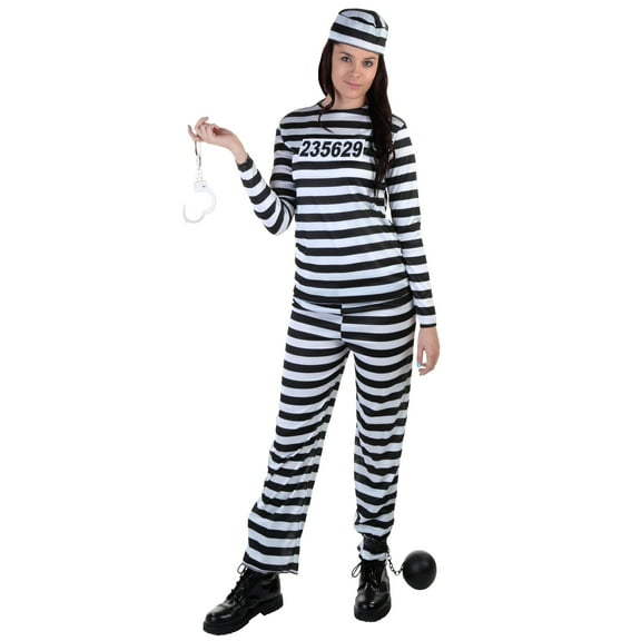 Women's Striped Prisoner Costume