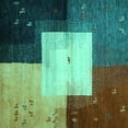 thumbnail image 1 of Ahgly Company Machine Washable Indoor Square Abstract Turquoise Blue Contemporary Area Rugs, 3' Square, 1 of 4