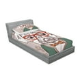thumbnail image 2 of Ambesonne Colorful Fitted Sheet & Pillow Sham Set, Vintage Hipster Pugs, Twin, Multicolor, 2 of 2