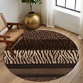 thumbnail image 2 of Round Rugs 8Ft, Animal Print Round Area Rug Washable Indoor Throw Carpet, Abstract Leopard Zebra Skin Texture Brown Large Non Slip Circle Rug for Kids Room RV Home Decor Aesthetic, 2 of 8