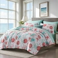 thumbnail image 5 of Flymme Coastal Bedding Comforter Set Queen Bed in a Bag Pink 7 Pieces Beach Themed Comforter Set with Sheets Complete Ocean Bedding Sets for All Season, 5 of 8
