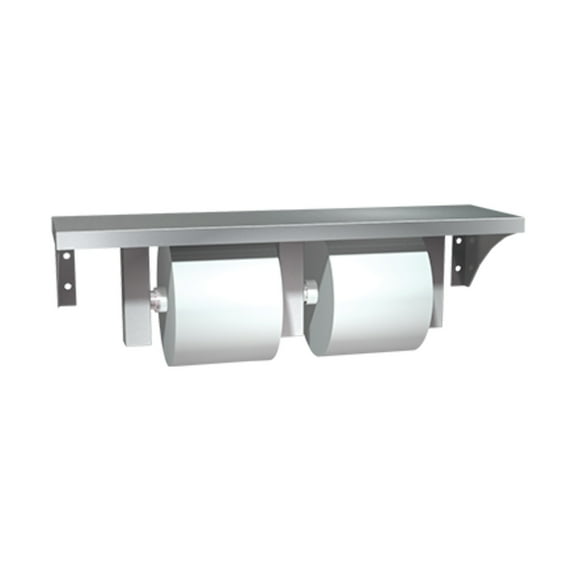 ASI 0697-GAL - Shelf w/ Double Toilet Tissue Holder Stainless Steel - Surface Mounted