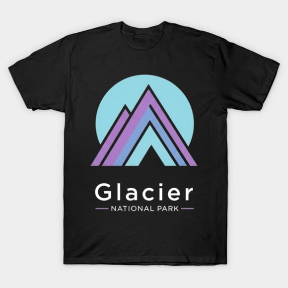 Glacier National Park Modern Geometric Mountain Unisex T-shirt M10653, up to size 5XL