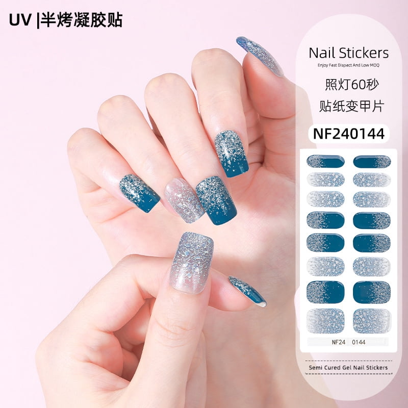 NF240144 Gel Nail Sticker French Butterfly Onion Powder Smudge Uv Light Half-Baked Half-Cured Nail Sticker