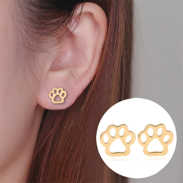 Y Joyería Hueco Perro Gato Pendientes Cute Pet Huella Animal Pendientes