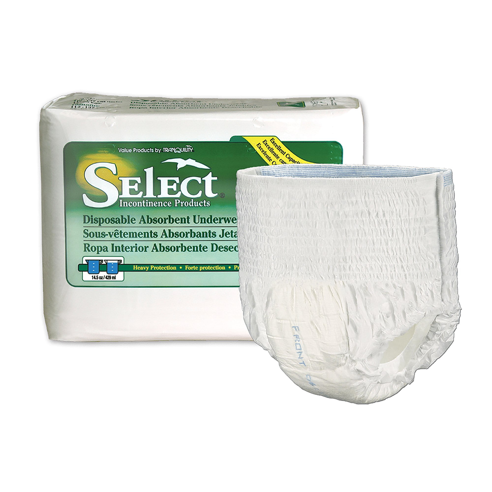 Select Disposable Underwear Pull On with Tear Away Seams Medium, 3605, Heavy, 50 Ct