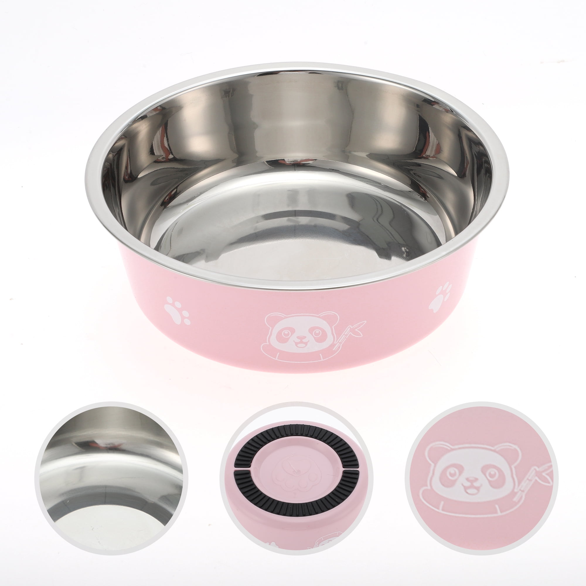 Unique Bargains Non-Skid Extra Large Dog Bowl Panda Pattern 1 Pc Pink