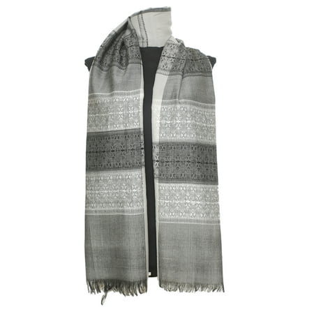 Diagonal Stripe Scarf - Amtal Women Block Stripes Design Warm Cozy Winter Pashmina Heavy Scarf Shawl