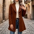 thumbnail image 4 of cocolona Pea Coats for Women Solid Color Elegant Notched Lapel Single Breasted Overcoat Slim Fit Pleated Hem Long Jacket, 4 of 7
