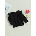 thumbnail image 3 of Wassery Kids Toddler Girls Spring Autumn Tops Little Girls Solid Color Long Sleeve Crewneck Ruffle T-shirt 6M-6T, 3 of 8