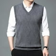 thumbnail image 6 of JTieacloth Sleeveless Sweater Vest Male Knitted Vest Vest V Neck Sleeveless Padded Sweater Vest(Gray), 6 of 6