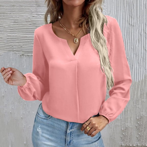 Womens Tshirts Long Sleeve V Neck Basic Tees Business Spring Outfits Women's Clothing Size M