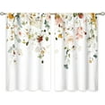 thumbnail image 4 of Red Pink Floral Small Kitchen Curtains Spring Flower Window Treatment Plant Botanical Leaves Cafe Short Curtains for Bathroom Dining Laundry Room Wildflower Tier Treatment Drapes 27.5x39 inch, 4 of 6
