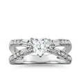 thumbnail image 1 of 1.10 Carat Excellent Heart Cut Natural Diamond Unique Solitaire with Accents Ring for Engagement Solid 14K White Gold Size 8.5, 1 of 6