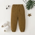thumbnail image 4 of fnnxnal Big Girls 7T Brown Corduroy Pants - 98% Cotton 2% Spandex, Elastic Waist & Side Pockets, Soft Stretch for 2-7Y Active Kids, 4 of 9