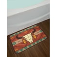 thumbnail image 2 of Longhorn Bath Mat, Themed Illustration of Bull Head Inspired Ornamental Image, Plush Bathroom Decor Mat with Non Slip Backing, 29.5" X 17.5", Multicolor, by Ambesonne, 2 of 2