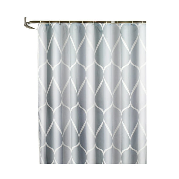 Dodocool 1pc Waterproof Shower Curtain With Hooks Geometric Printed Bath Curtains Water Drop Pattern Polyester Cloth Bathroom Accessories Gray 220cm *