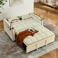 thumbnail image 2 of Holaki 55.5" Sofa Bed,3 in 1 Sleeper Couch Bed,Velvet Convertible Loveseat Futon Sofa w/Pullout Bed,Adjustable Backrest and with USB Port and Ashtray and Swivel Phone Stand,Beige, 2 of 8