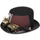 thumbnail image 2 of Sombrero de copa, estilo steampunk, gótico, piel de anime, 56 a 60 cm, unisex, 2 of 5