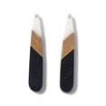 thumbnail image 1 of Opaque Resin & Walnut Wood Pendants Teardrop Charms Black 44x7.5x3.5mm Hole: 1.5mm, 1 of 3