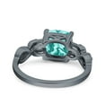 thumbnail image 3 of Art Deco Cushion Cut Ring Black Tone Paraiba Tourmaline CZ 925 Sterling Silver Size 6, 3 of 6