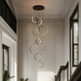 thumbnail image 2 of HOOMEDELIER Modern Foyer Chandeliers for High Ceilings LED Chandelier and Remote/App Control ,10-Light Dimmable Pendant Light with Adjustable Rings, 2 of 15