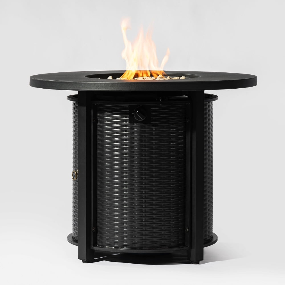 32" Round Propane Fire Pit Table, 50,000 BTU Steel Outdoor Heater for Patio & Deck, Weather-Resistant Black Finish
