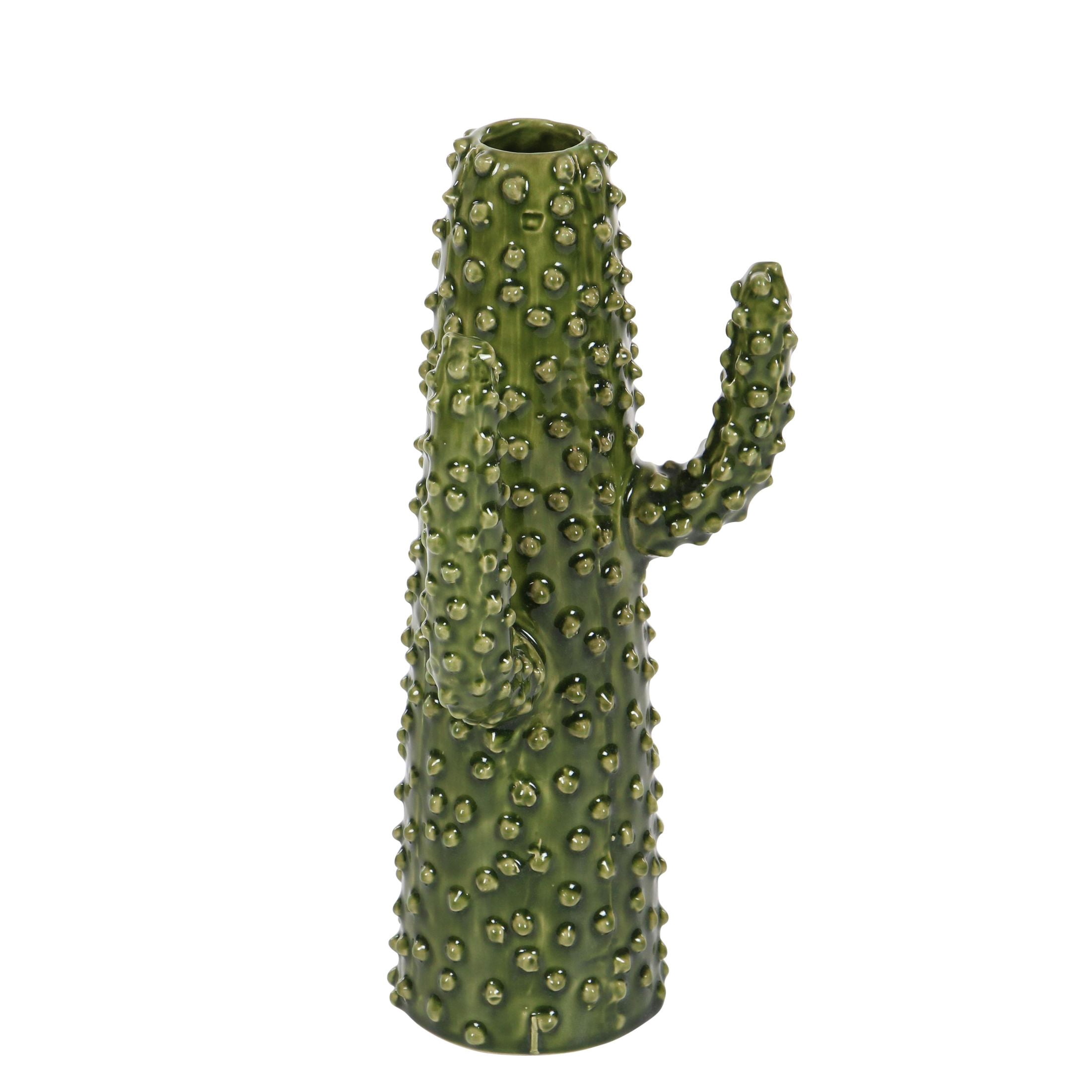 DecMode 13" Cactus Green Ceramic Vase