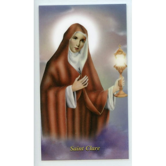 Prayer to St. Clare holy card - laminated - Pack of 25
