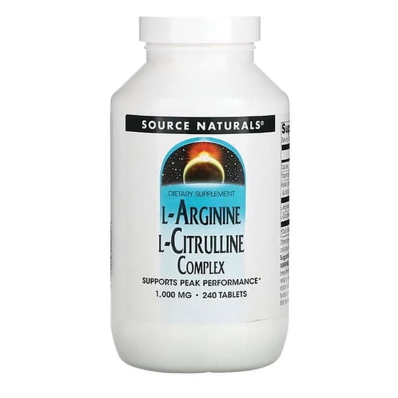 Source Naturals L-Arginine L-Citrulline Complex, Essential Amino Acid Supplement, Supports Peak Performance* 1,000 mg - 240 Tablets