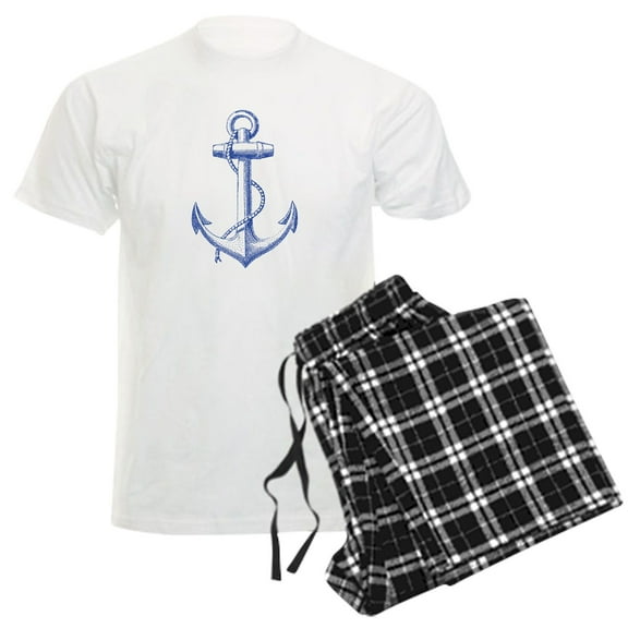 CafePress - Vintage Navy Blue Anchor Pajamas - Men's Light Loose Fit Cotton Pajama Set