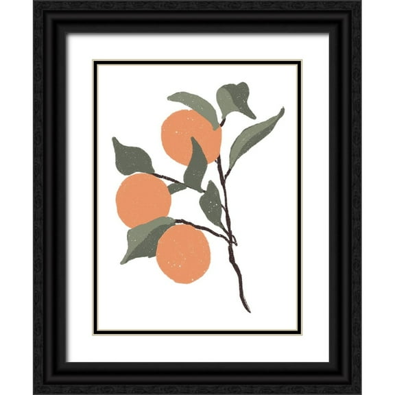 Price, Lucille 12x14 Black Ornate Wood Framed with Double Matting Museum Art Print Titled - Stem Of Oranges