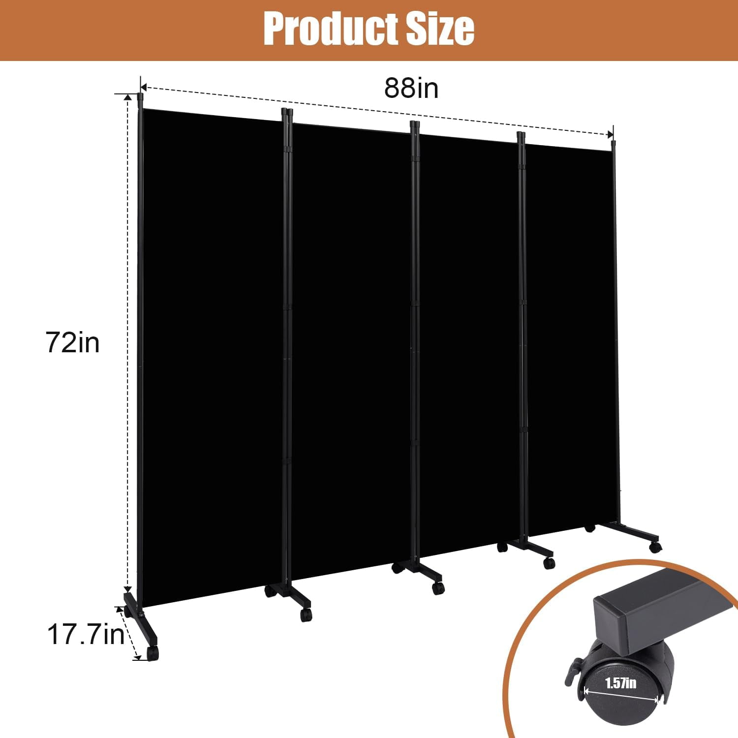 Room Divider Portable 22'' Partition Room Dividers and Folding Privacy Screens Single Panel Wall Divider for Room Separation,Freestanding Fabric Room Divider Panel with Wheel for Home Office Hospital