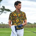 thumbnail image 3 of Xecao Fall Daisy Leaf Nuts Mens' Casual Short Sleeve Button-Down Polo Shirts for a Classic Golf Shirts-Small, 3 of 6
