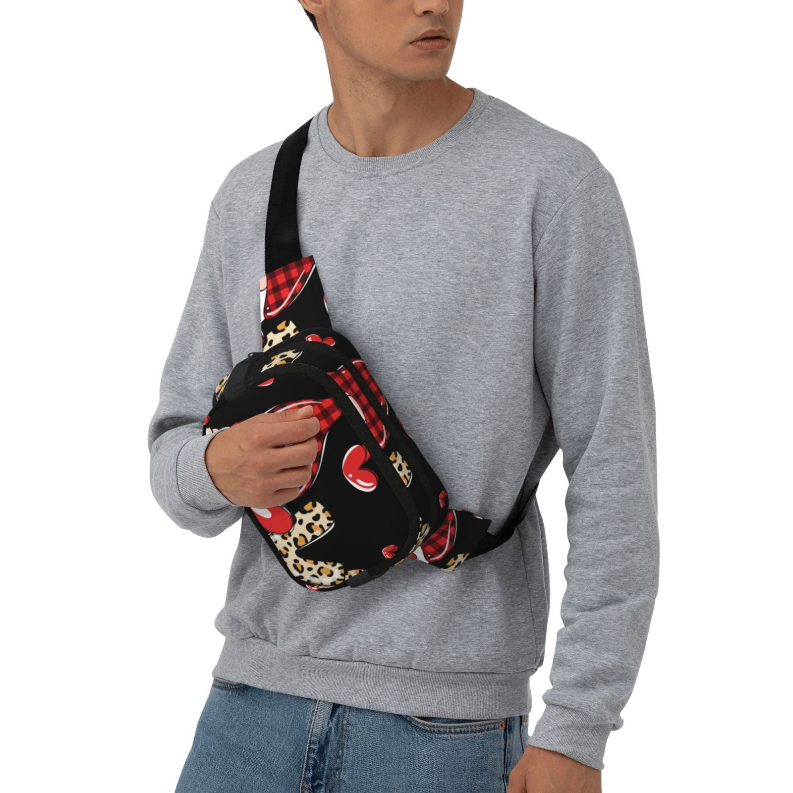 Kdxio Love Gnomes Crossbody Double Layer Waist Bag Belt Bag for Unisex Fanny Pack Fashion Waist Packs for Hiking Running Shopping Traveling