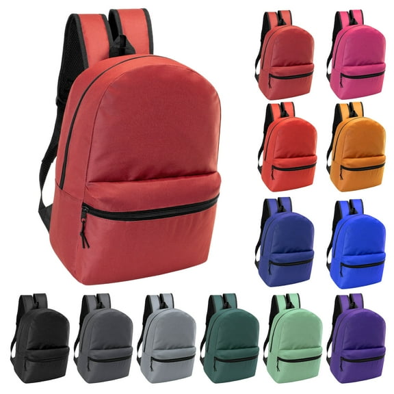 17 Inch Bulk Backpacks  Assorted Colors -   Case Of 24 Backpacks