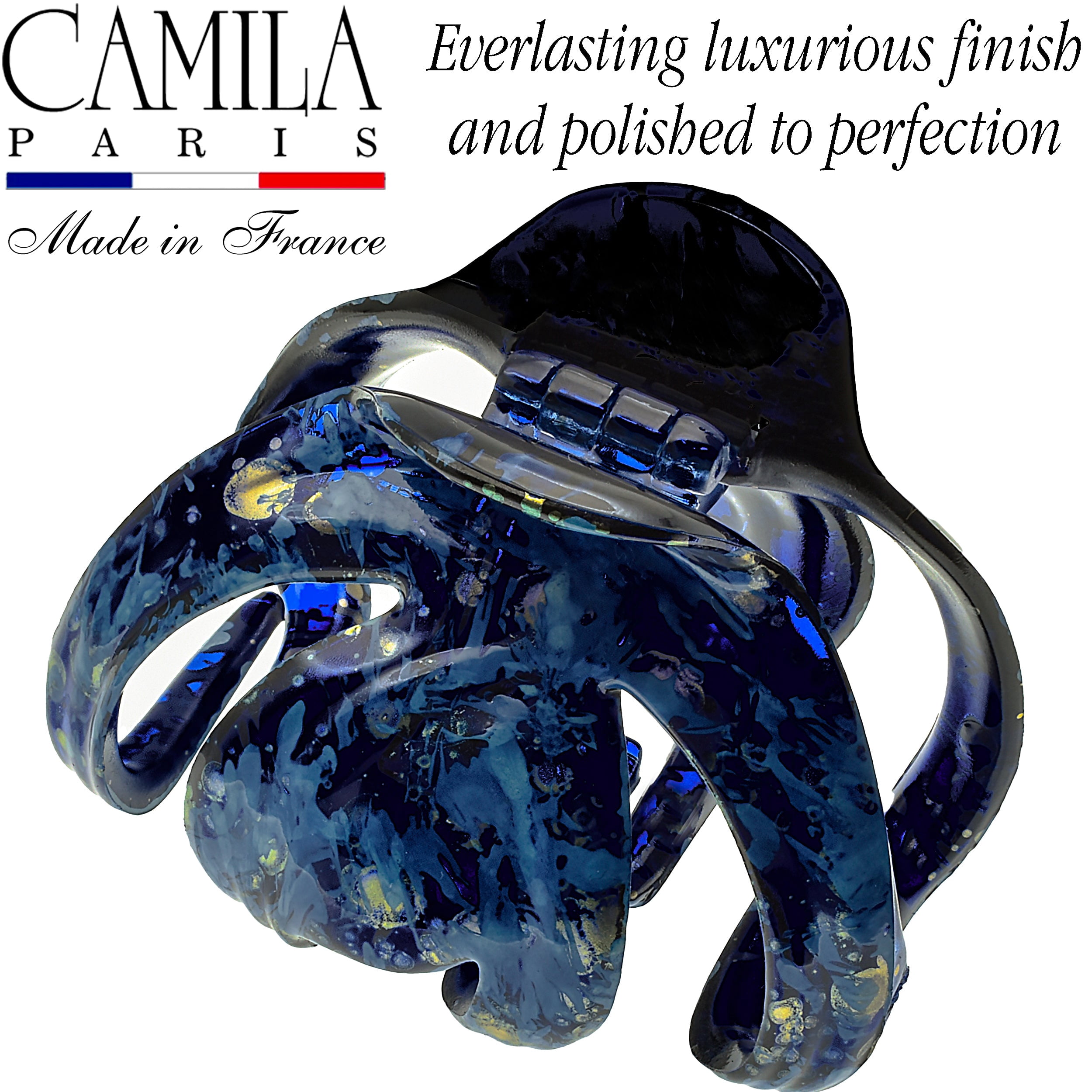 Camila Paris CP3862 French Octopus Hair Clip for Women Thick Hair and Long Curly Wavy Hair, Girls Hair Claw Clips, Styling Claw Clip for Thick Hair, Strong Hold No Slip Grip, Made in France