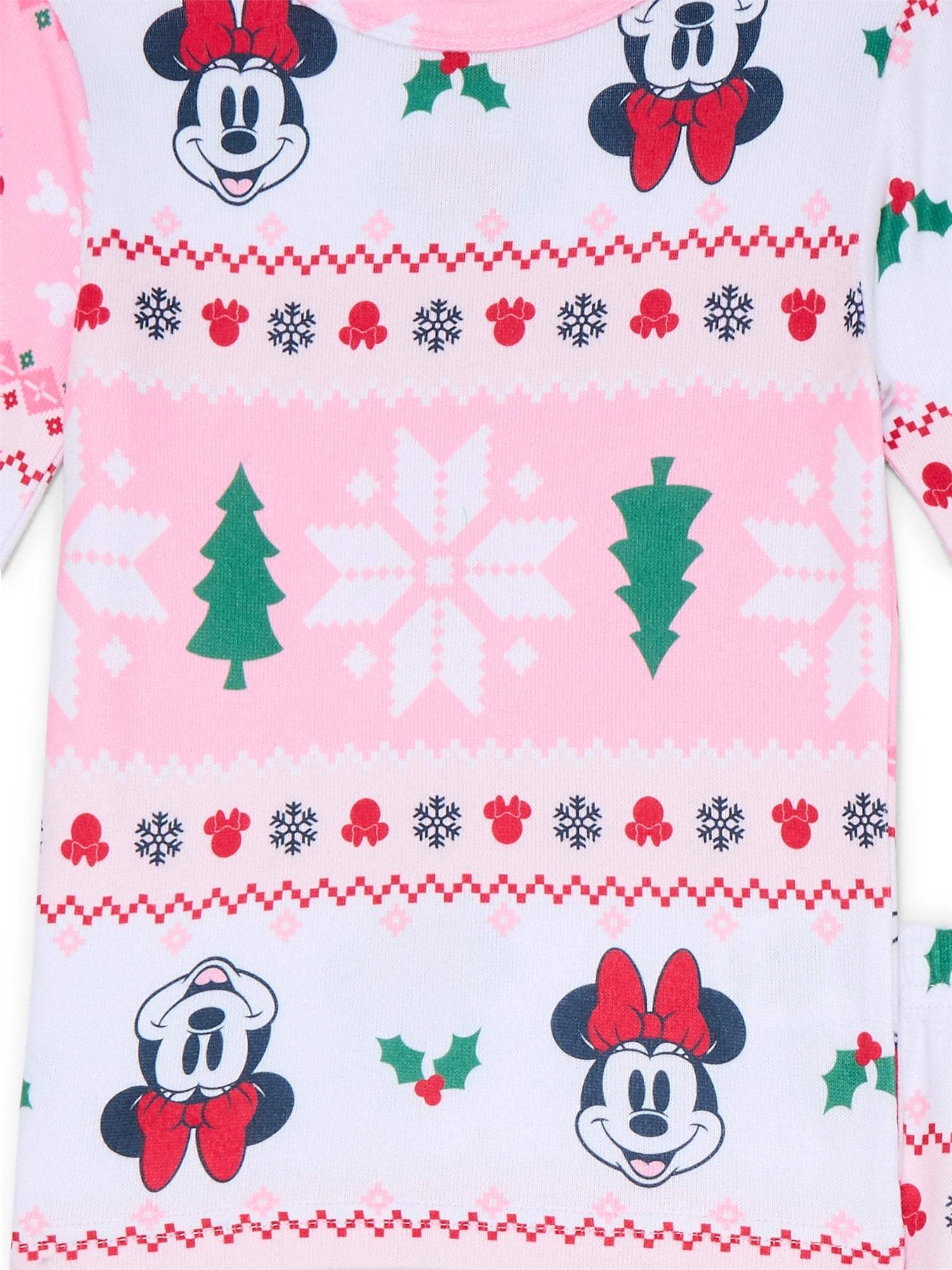 Minnie Mouse Girls Holiday Long Sleeve Top and Pants Snug Fit Pajama Set, 2-Piece, Size 4-10
