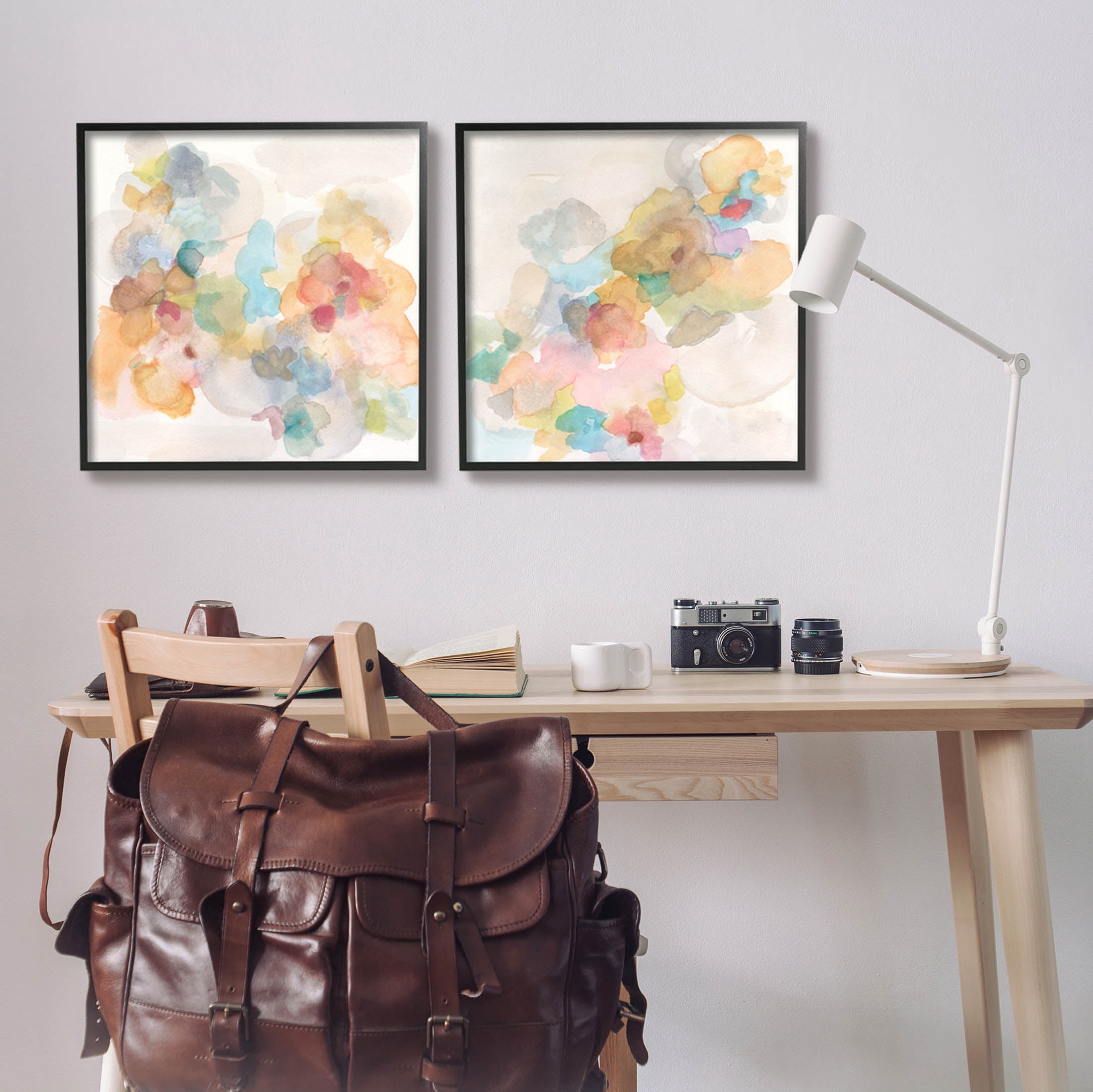 Stupell Industries Abstract Pastel Watercolor Composition Painting Black Framed Art Print Wall Art, Set of 2, Design by Jodi Fuchs