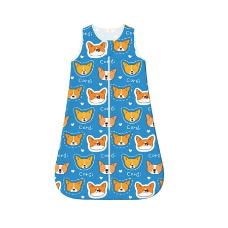 

Fotbe Corgi Dog Face Pattern Sleep Sack - Baby Wearable Blanket with Zipper Extra Soft Cotton Sleeveless Sleeping Bag for Infants-X-Large