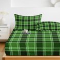 thumbnail image 6 of Twin XL Size Fitted Sheet Set - Green Checkered 2 Piece Bedding Sets 16" Deep Pocket Fitted Sheet with 1 Pillowcases, Modern Farmhouse Green Buffalo Plaid Brushed Microfiber Hotel Luxury Bed Sheets, 6 of 9