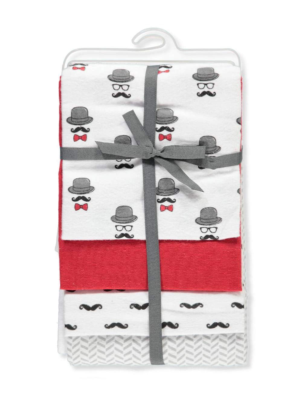 Hudson Baby Infant Boy Cotton Flannel Receiving Blankets, Mustache Hat, One Size