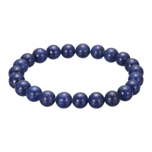 Pulsera de Ojo de Tigre Obsidiana de 8mm Hecha a Mano, Pulsera de Cristal para la Ansiedad y la Oración para Mujeres y Hombres, 7.5-7.75 Pulgadas, Azul Oscuro