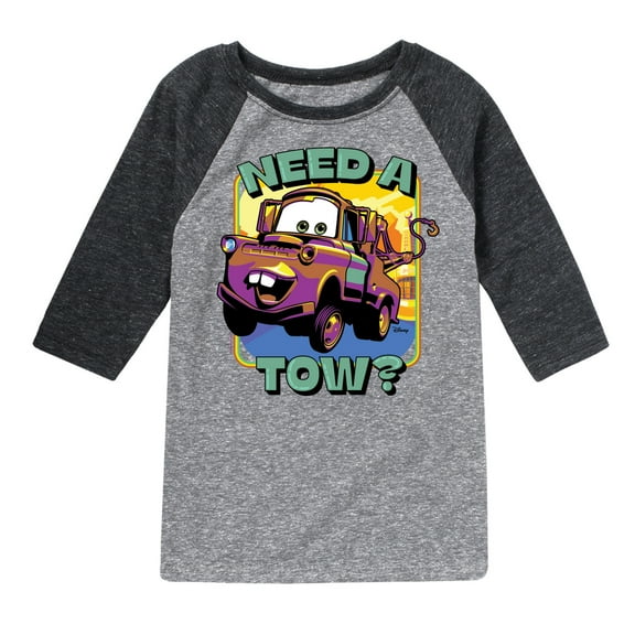 Disney Cars - Mater Need A Tow - Toddler & Youth Raglan Graphic T-Shirt